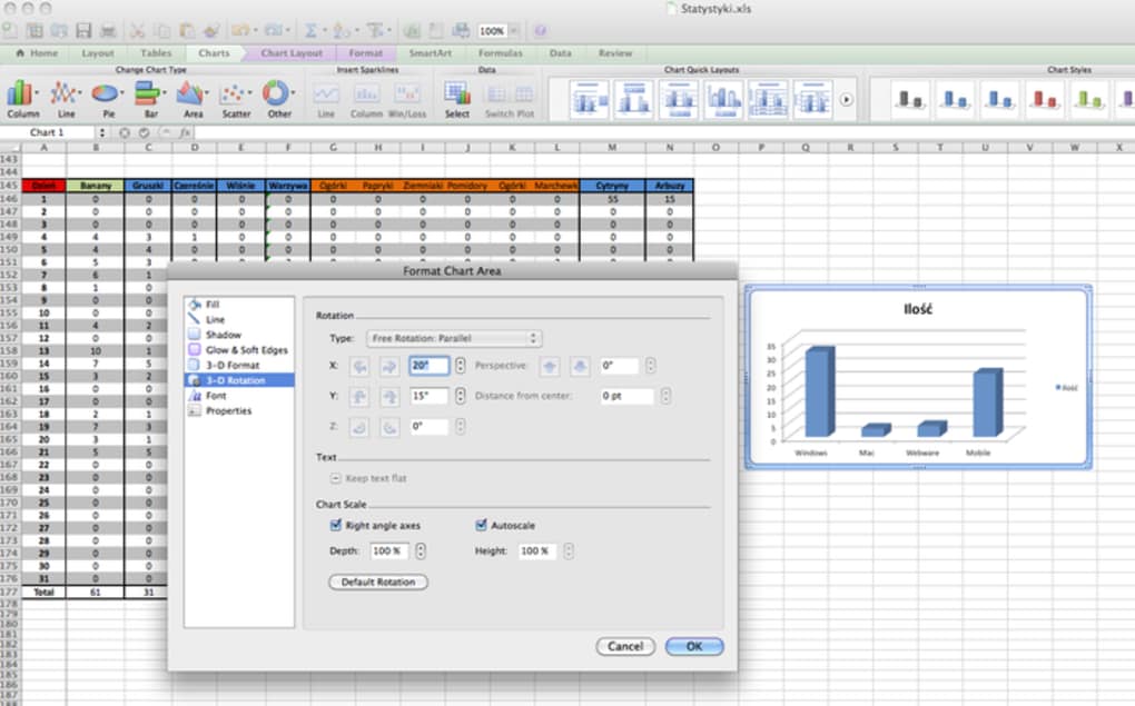 micrsoft excel for mac
